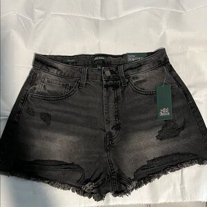 wild fable Black Distressed High-Rise Denim Shorts